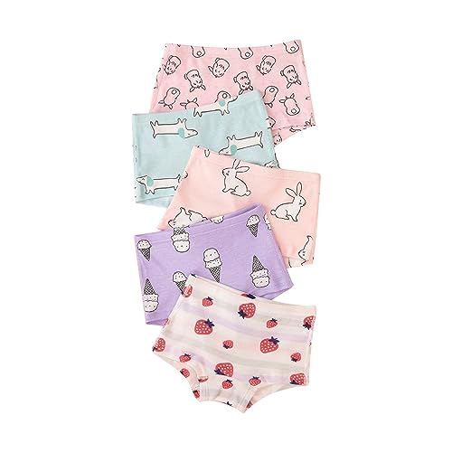 Girls' Assorted Boyshort Underwear Seamless Little Girls Cute Cotton Panties Toddler Kids Underwear 5 Pack