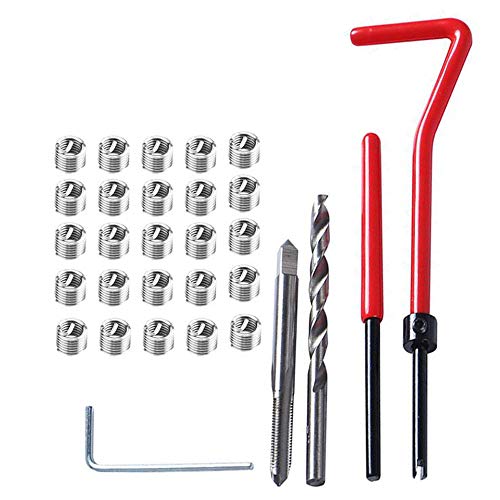 EWONICE 30pcs M6 x 1mm Thread Repair Kit Thread Repair Insert Kit Compatible Hand Tool, Car Helical Coil Repair Set for Auto Repairing