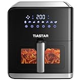 Tiastar Freidora sin Aceite con Ventana de Visualización, 7,5L Freidora de Aire Caliente, Air Fryer con Regulación de Temperatura y Tiempo, 8 Programas, Control Táctil, 1700W, Negro