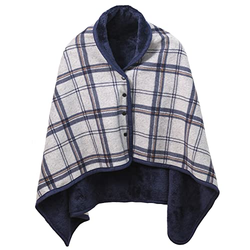 【Amazon.co.jp 限定】クモリ(Kumori) ひざ掛け 肩掛け 毛布 大判 ブランケット 4way 着る毛布 ボタン付き あったか 防寒対策 静電気防止 洗える 通年使用 (グレー 100X140cm)