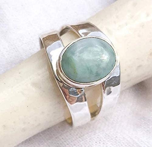 Larimar Stone Ring, 925 Sterling Silver Ring For Women Girl, Hammered Metal Ring, Stacking Ring, Intertwined Bands, Promise Ring For Her Ring Size Us 8 #TOP1