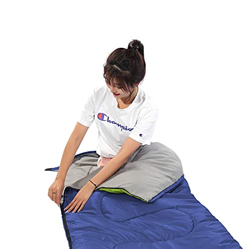 Sleeping Bag 3 Seasons (Summer, Spring, Fall) Warm & Cool Weather - Lightweight,Waterproof Indoor & Outdoor Use For Kids, Teens & Adults For Camping Hiking, Backpacking And Survival (Blue Green) #TOP4