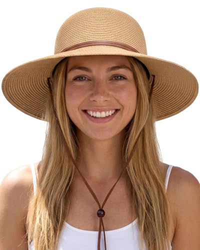 FURTALK Women's Wide Brim Sun Hat with Lanyard