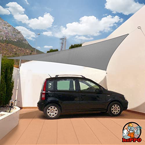 Image of HIPPO Triangle Shade Sail Affordable & Premium 150 GSM Sun Shade UV Block for Outdoor Car Parking Garden (Grey-Black, 10FTX10FTX10FT)