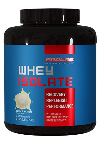 PROLAB Whey Isolate-Ultra Pure, Fast Absorbing Premium Grade Protein to Support Lean Muscle growth-23 Grams of Protein per Scoop-Fuels Post Performance Replenishment (Vanilla Ice Cream, 5 LB)