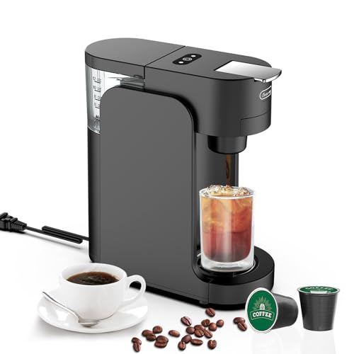 Cafetera espresso, cafetera de cápsulas con tanque de agua de 350 ml, soporte ajustable para tazas, función de cierre automático, compatible con cápsulas K-Cup para elaboración casera