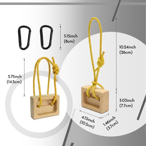 Portable Beech Wood Fingerboard Climbing Hangboard Set – Dual-Pocket Grip Blocks for Finger & Forearm Strength Training – Adjustable Rope and Metal Clips Included - Thumbnail 3