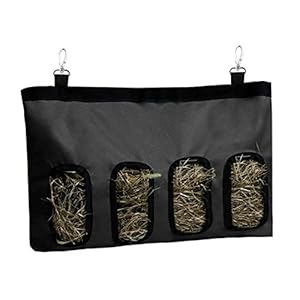 Ukallaite Konijn hooivoederzak, konijn chinchilla hooizak hangende voederhouder voeding opbergzakje huisdier voeding zwart