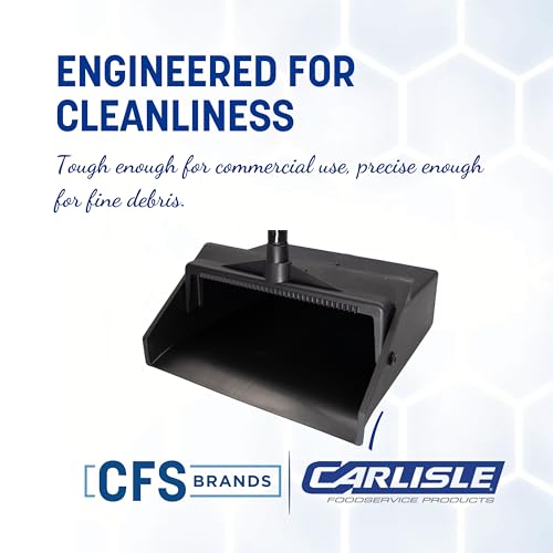 sparta plastic dust pan upright pan with 2 piece handle for cleaning 11 x 12 x 35 inches black