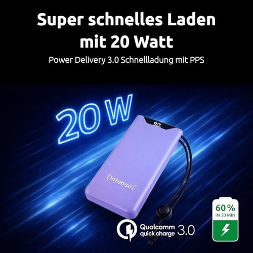 Intenso F10000 Powerbank - Externer Akku 10000mAh mit USB-C & USB-A - Lila – Ansicht 3