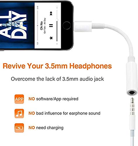 iPhone Headphone Adapter (3 Pack),Compatible with iPhone 7/7Plus /8/8Plus /X/Xs/Xs Max/XR Adapter Headphone Jack, 3.5 mm Headphone Adapter Jack