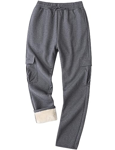 Gihuo Men's Winter Sherpa Lined Fleece Sweatpants Black, Size 34
