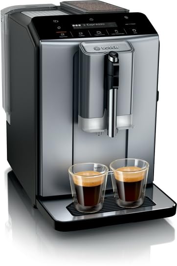 Bosch Kaffeevollautomat VeroCafe Serie 2 TIE20504 Aroma Max System Easy Select Display Kaffeespezialitäten auf Knopfdruck Einfache Reinigung Keramikmahlwerk Diamond titanium metallic