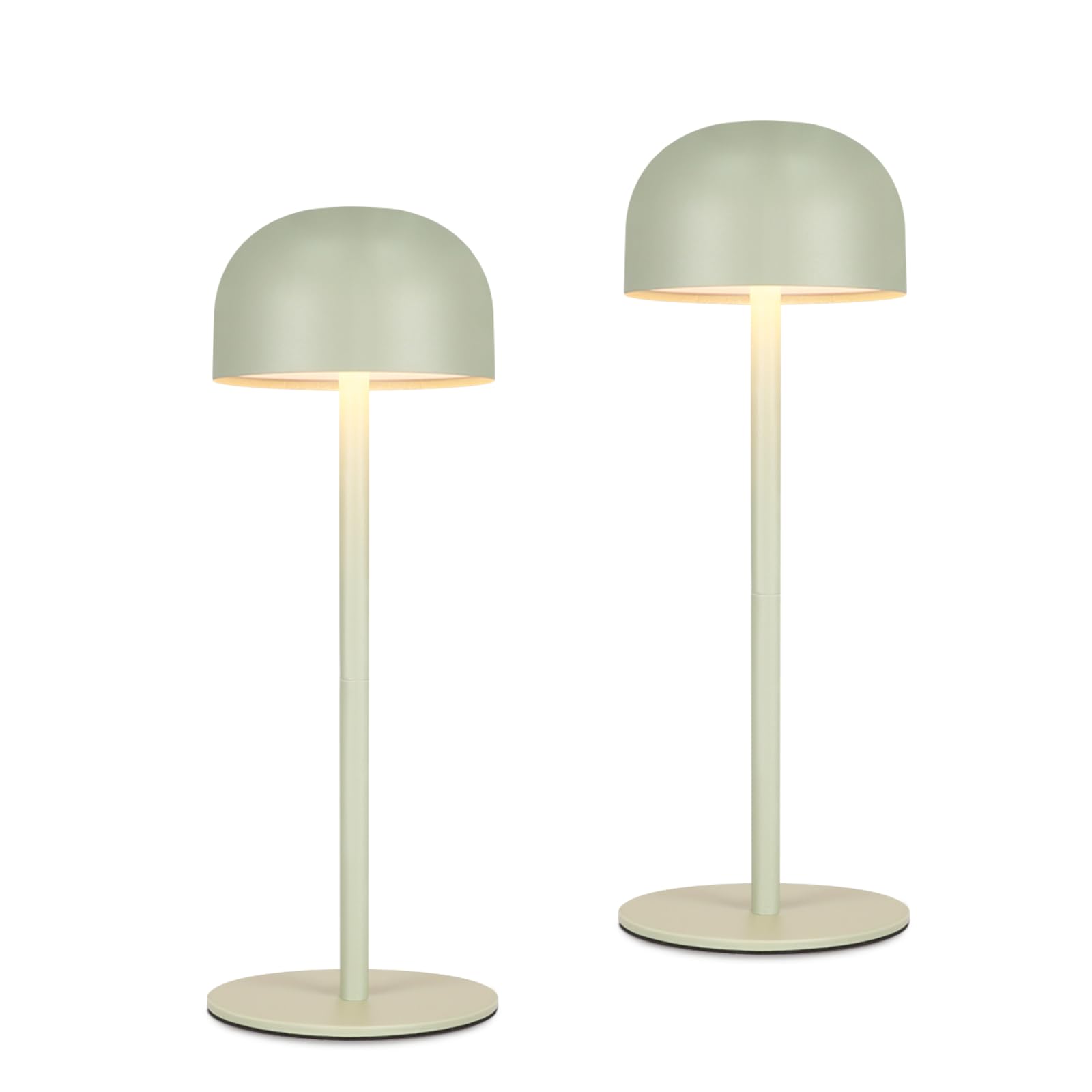 Homefire Lampada da tavolo a LED senza fili, 2 pezzi: touch dimmabile, 3 temperature di colore ricaricabile, batteria regolabile, portatile, impermeabile, verde