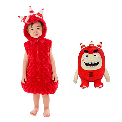 Oddbods Fuse Costume and Plush Toy for Boys & Girls - Cute One Piece in Large - Red Onesie Costume and Soft Stuffed Toy for Kids, One Size Fits Most (Ages 4+)