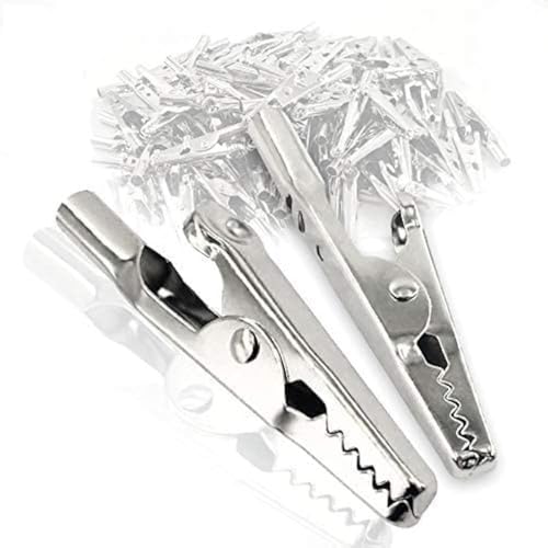 25Pcs 51mm Metal Alligator Clip Spring Clamps test line Crocodile Clip Silver Tone Alligator Clips Nickel Plated Crocodile Clamps, used in laboratory electric testing work and Cable Lead Clip