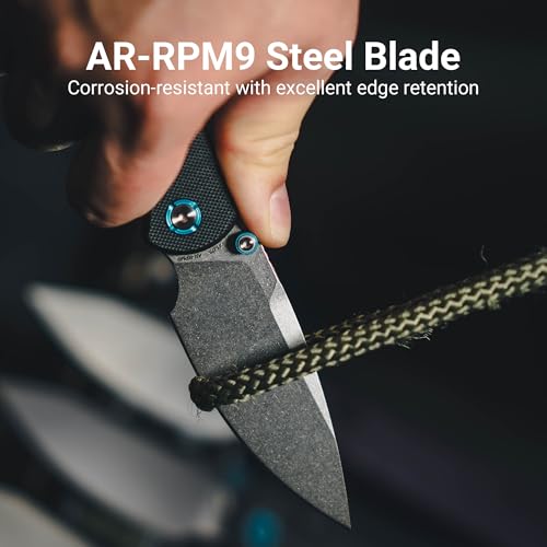 Image of CJRB Latitude Pocket Knife, 3.47'' AR-RPM9 Steel Blade G10 Handle EDC Knife with Top Liner Lock for Camping Survival Hiking, Black (J1975)