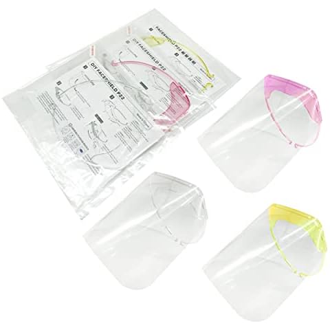 XII WY Global Salon World Safety Face Shields with Glasses Frames (Pack of 3) - 3 Colors, 1 Each - Protective Face Shields Cover