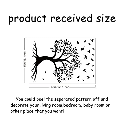 SUPERDANT Tree of Life Wall Decal Family Tree Wall Stickers Birds Branches on a Tree Wall Decals Vinyl Wall Art Silhouette Decal Decorations for Women Bedroom Kitchen Living Room - Image 3