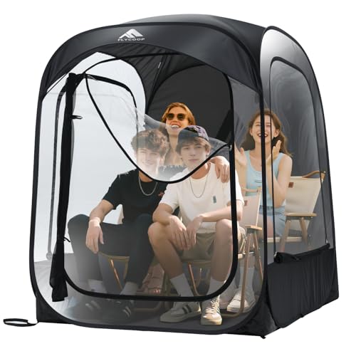 Sports Tent: Flycoop Portable Weather Pop Up Pod 2-4 Person to Provide Shelter from Wind Rain and Cold Weather Shelter for Outdoor Activities, Sports Events, Camping and Hiking (Black,L)