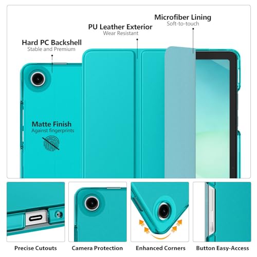 Image of MoKo for Samsung Galaxy Tab A11 Plus / A11+ Case 11 Inch 2026, Galaxy Tab A9 Plus / A9+ Case 11 Inch 2024, Slim Stand Hard PC Translucent Back Shell Smart Cover, Auto Wake /Sleep, Pagoda Blue