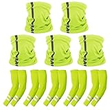 10 PCS UV Protection Reflective Strap Arm Sleeves and Neck Gaiter Reflective Safety Bandana for Outdoor Activities