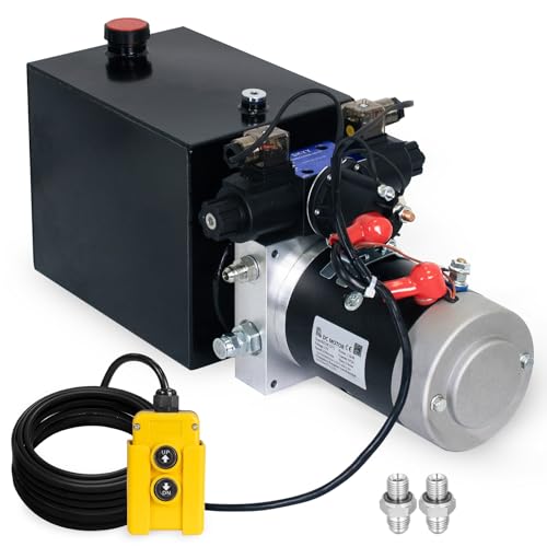 DC HOUSE Hydraulic Pump 12V Dump Trailer Pump 8 Quart Hydraulic Power Units Electric Hydraulic Pump for Dump Trailer and DIY Hydraulic Systems(8 Quart Double Acting)