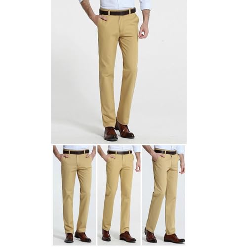 Mens Flat Front Suit Pants Slim Fit Chino Khaki Pant Wrinkle-Free Stretch Casual Dress Pants Cotton Trouser3