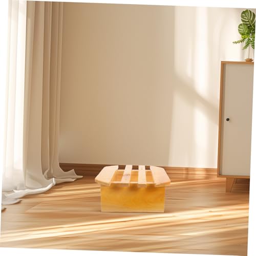 Banco para pies de madera minimalista para spa y ducha miniatura 2