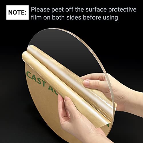 2 Pieces 1/4 Round Plexiglass Sheet, 8 Inch Diameter Clear Acrylic Circle, Round