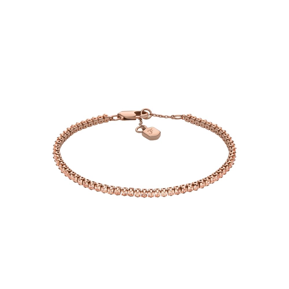 Fossil Women's Ellis Pavé Glitz Rose Tone Tennis Chain Bracelet