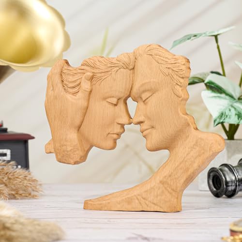 Estatua de pareja de madera abstracta 8 pulgadas miniatura 6