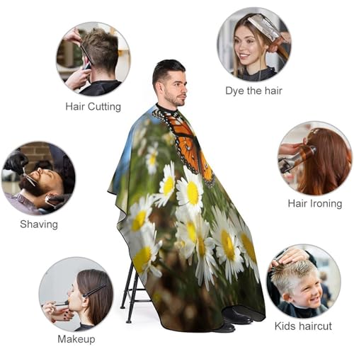 Capa para corte de cabello Butterfly on Daisy Flower 66.9x56.7 pulgadas miniatura 3