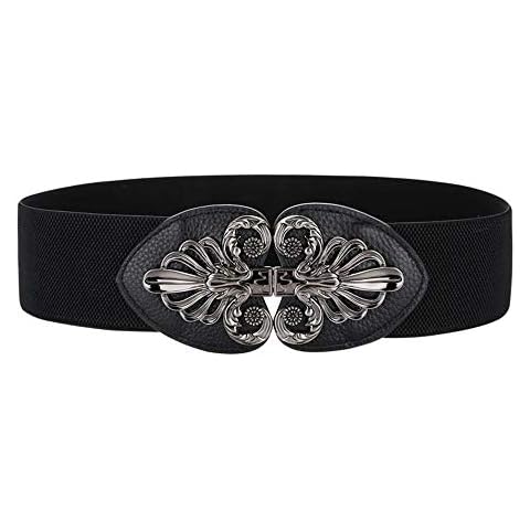 TEAMMAO Women Elastic Belt Wide Waist Belt Big and Tall 28" - 60" Fashion Ladies Belts Waistband Dress Stretchy Belts Suture Ladies Waist Belt. (Black, L:36"-43" Waist) Cover