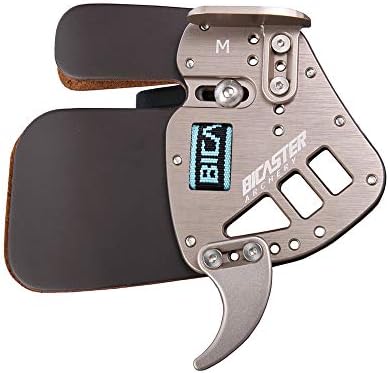 Bicaster Archery Finger Tab Guard Protection Genuine Leather + Aluminum for Tradition Bow Hunting Shooting Arrow (Silver, Large)