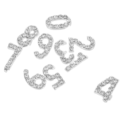 COMPUKAS 100個ネイルオーナメント 数字チャーム アイアン製ベース ラグジュアリー仕上げ 簡単装着 マニキュア用 ラインストーン輝くネイルア