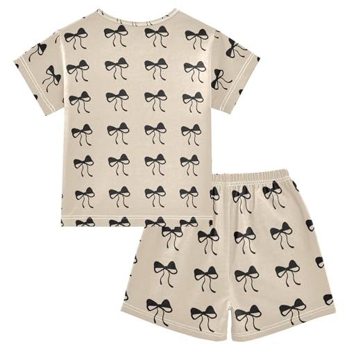 Black Bows Pajama Set Pajamas Sleepwear Nightwear Loungewear Clothes Set B04048672