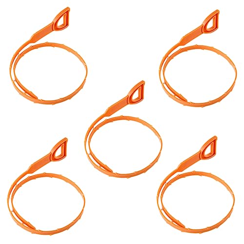 BESPORTBLE 5PCS Drain Hair Snake Tool - Kitchen Sink and Bathtub Cleaner for Hair and Debris - Easy to Use and Reusable Ideal for Home Drain Maintenance Orange