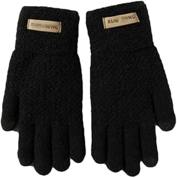 Hgvcfcv Unisex Winter Wool Knit Double Layer Thicken Elastic Nonslip Cycling Mittens Men Touchscreen Warm Full Finger