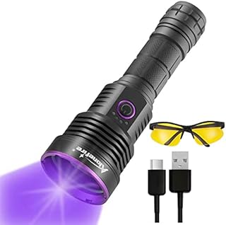 Alonefire SV43 36W 365nm UV Flashlight USB Rechargeable Ultraviolet Blacklight Black Light Pet Urine Detector for Resin Curing, Fishing, Scorpion, Dry Glue with UV Protective Glasses, Battery Included