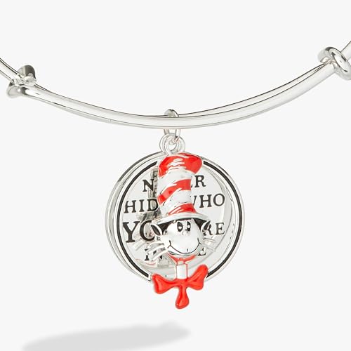 Alex and Ani Dr. Seuss™, Never Hide Who You Are Inside Slider Charm Expandable Bangle Bracelet, Shiny Silver Finish, Red Charm2