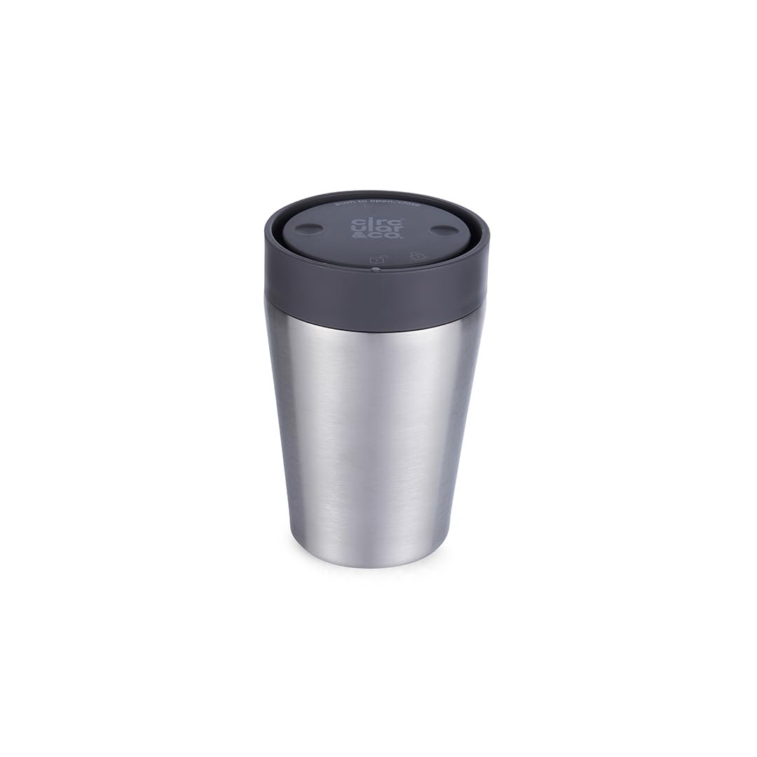 Circular & Co Pre 2026 (Previous Generation) Thermal Stainless Steel Travel Mug - 8oz/227ml - 100% Leakproof & Lockable - 6 Hours Hot/Cold - Push Top, One Hand Open, 360 Drinking Coffee Tumbler