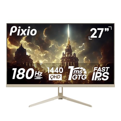 Image of Pixio PX278 Wave Beige 27 inch 180Hz 1440p Fast IPS Panel 1ms GTG AMD FreeSync Gaming Monitor with Beige HDMI 2.1 Cable Certified Ultra High Speed 10FT 8K 60Hz 4K 120Hz Nylon Braided