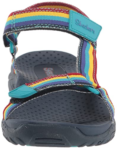 Skechers Kids Girls Reggae-Rainbow Trail Sandal Sneaker, Navy/Multi, 12 Little Kid