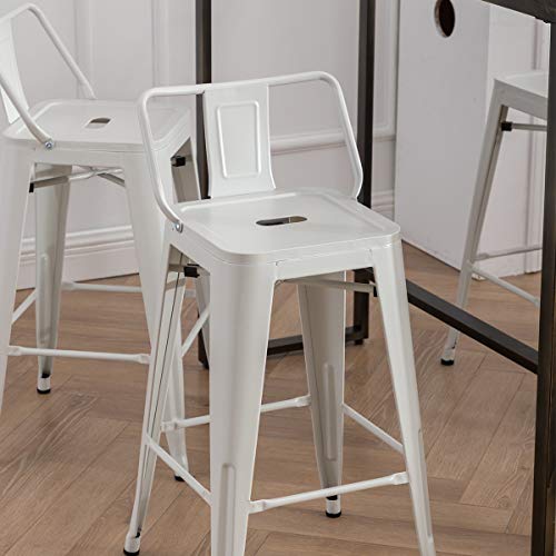 Andeworld Bar Stools Set Of 4 Counter Height Stools Industrial Metal Barstools With Backrests (26 Inch, White) #TOP5
