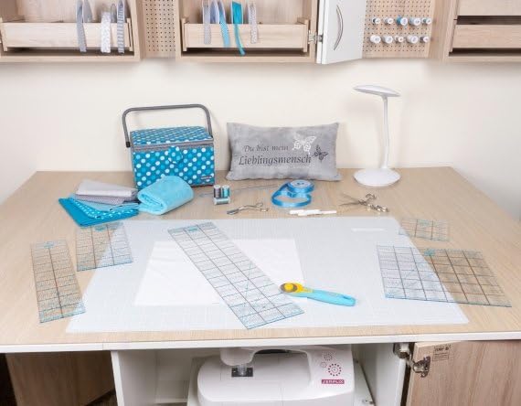 Semplix Schneidematten-Set A1 mit Prym Aqua-Trickmarker (grau/türkis) | A1 Schneidematte 90x60 cm selbstheilend mit Rollschneider Ø45 mm, Patchwork-Lineal 60x15 cm & Prym Aqua-Trickmarker.