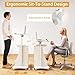 Mobile Laptop Desk, Height Adjustable Podium Stand w/ 4 Wheels & Tiltable Desktop, Rolling Lectern Cart Laptop Desk with Storage Shelves for School, Office, Home, White