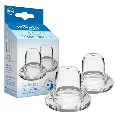 Dr. Browns Milestones Options+ Sippy Spouts Narrow Soft 100% Silicone Baby Bottle Sippy Spout 6m+ 2 Count
