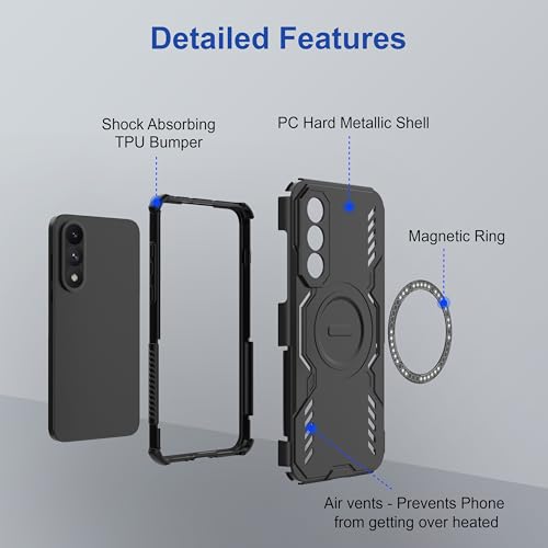 Image of Zapcase Back Case Cover for OnePlus Nord 5 | Magnetic Case with Built-in Metal Ring | Supports MagSafe Charger, Wallet & Car Mount | Shockproof Hybrid PC + TPU | Black