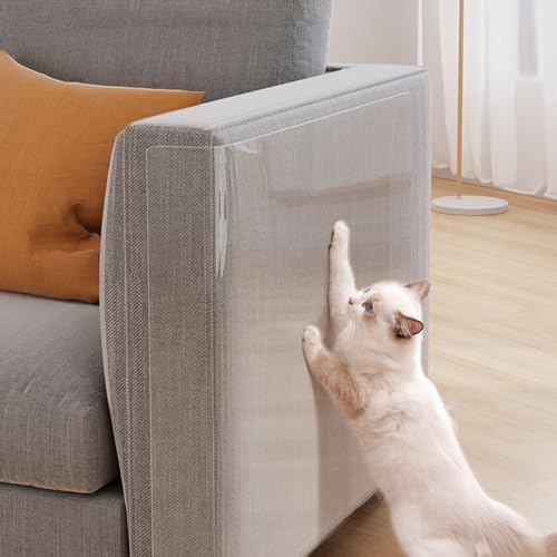 Thicken Clear Cat Scratch Furniture Protector, Adhesive Anti-Scratch Shield for Sofa, Table & Door - Heavy Duty Flexible Claw Guard for Cats